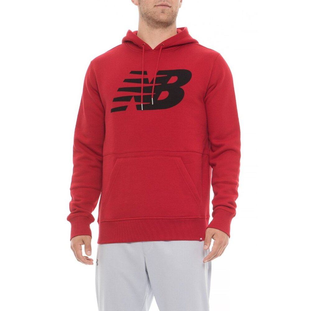 New Balance Essentials Graphic Logo Pullover Drawstring Hoodie Kangaroo Pocket
